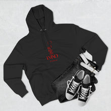 Load image into Gallery viewer, Trendy Three-Panel Fleece LMNO Black Hoodie with Minimalist Design

